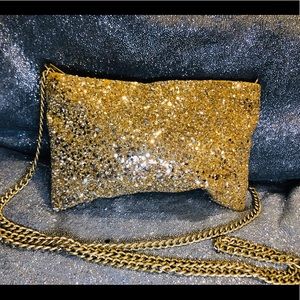 Gold Glitter J Crew Crossbody Clutch Brand New
